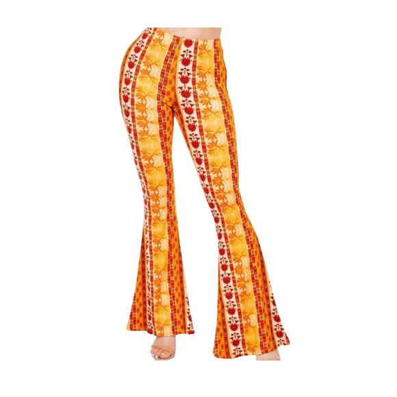 Bear Dance bell bottoms “the forbidden pants” baroque floral design 70’s vibe - Picture 3 of 10